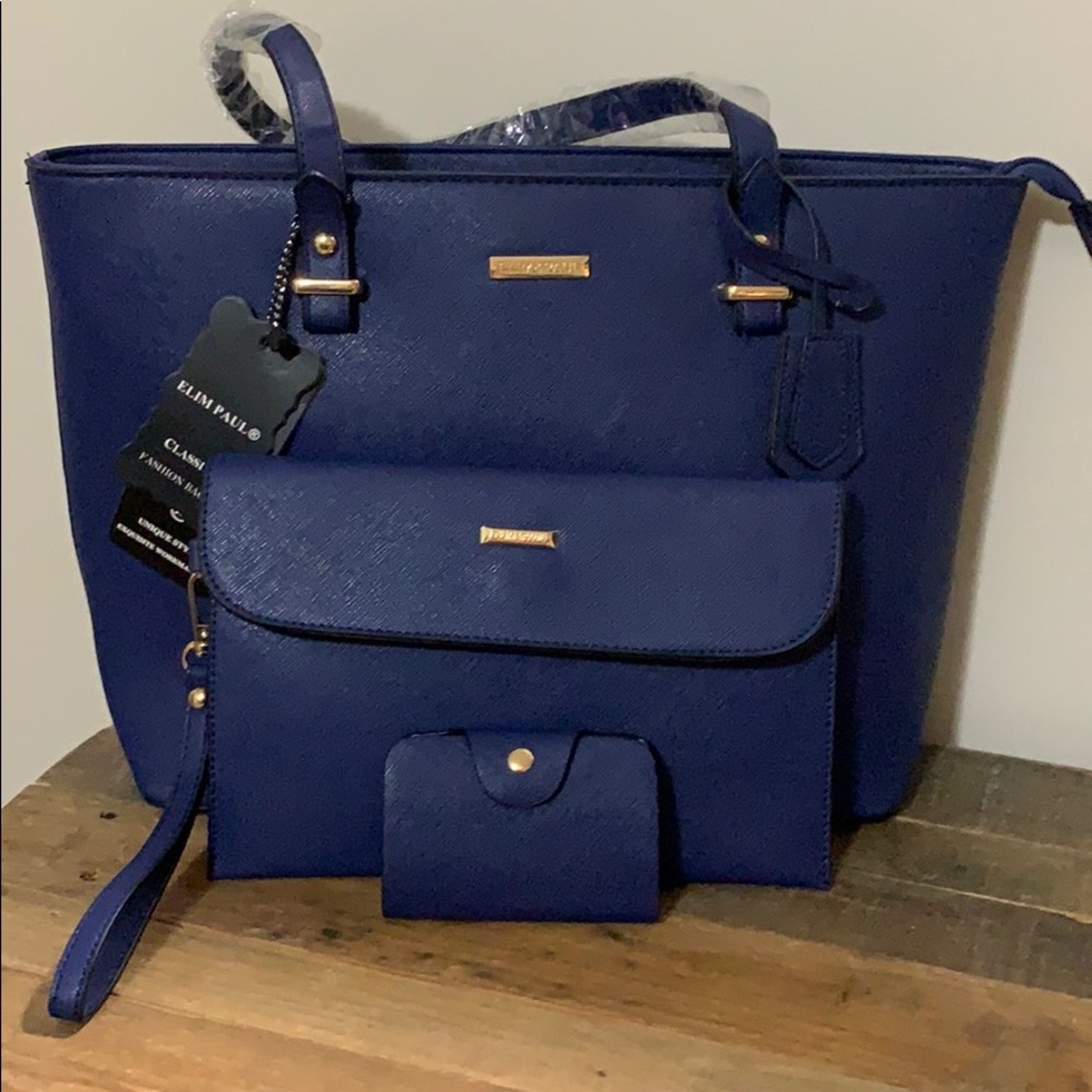 NWT Elim & Paul 3pc set. Tote, clutch & photo